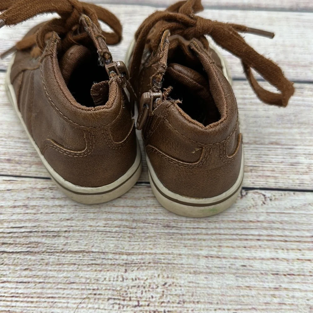 Cat & Jack Brown Lace Up Zipper Boots Size 5 - Picture 5 of 8